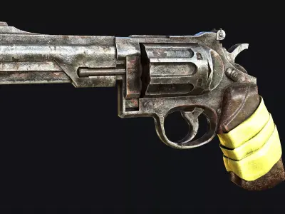 Rusty Revolver Low-poly 3D model