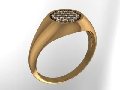 Dainty Diamond Cluster Signet Ring Mix Size 3D print model
