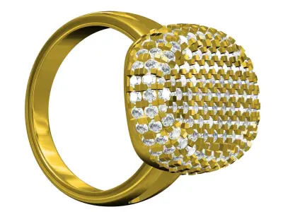 Antique Pave Diamond Dome Engagement Ring 3D print model