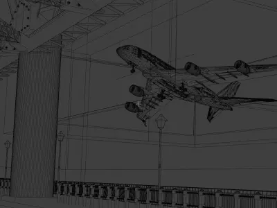 Emirates Airbus Scene Free low-poly 3D model
