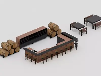Industrial Lounge Bar 3D model 3D model