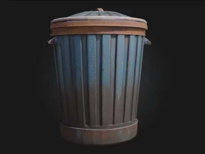 Rustic Metal Bin  Industrial Charm with Weathered Realism 3D model
