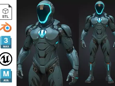Futuristic Sci Fi Armored Soldier Low-poly 3D model