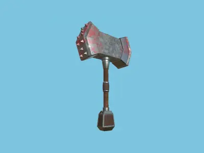 Medieval War Hammer 09 Blood Barbarian - Fantasy Weaponry Low-poly 3D model