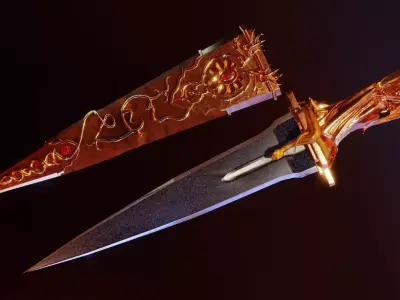 Skeleton ornamented dagger 3D model