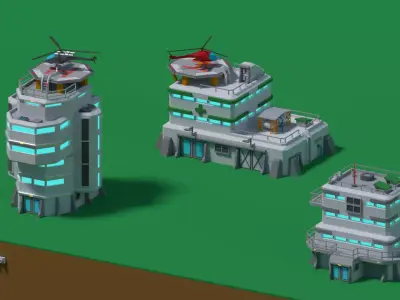 Sci-Fi building Low-Poly Free low-poly 3D model