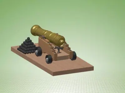 Naval Cannon Free 3D model