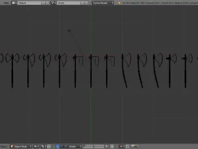 War axes Low-poly 3D model