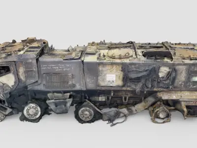 destroyed russian KAMAZ-63968 Typhoon-K MRAP 3D model