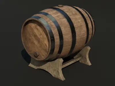 Wood-Barrel LowPoly wooden wine barrel Free low-poly 3D model