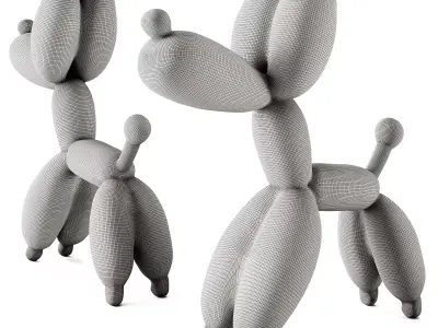 Red Dog Balloon Pop Art Sculpture 3D model