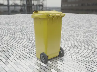 Yellow Bin 120L Low-Poly-Version Rigged Low-poly 3D model