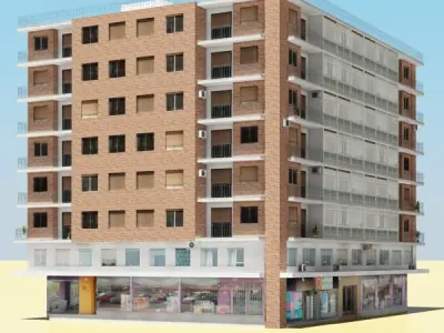Photorealistic Low Poly Building 3D model shop