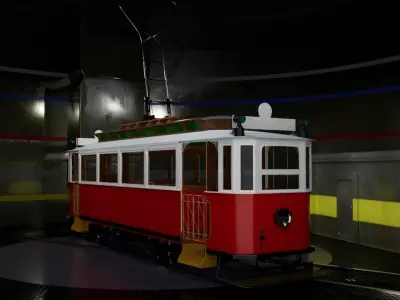 Retro tramway High-poly 3D model 3D model