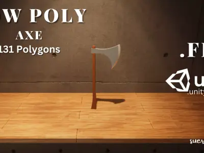 Low Poly Axe on table Free low-poly 3D model