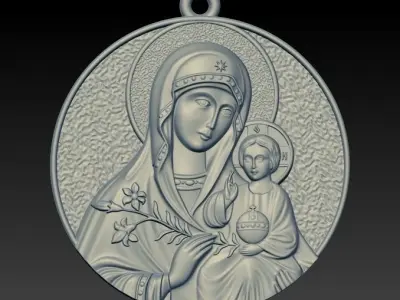 Mother Mary with Jesus Christ Saint pendant christian jewelry  3D print model