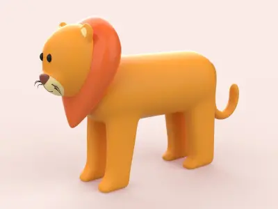 Cartoon Lion Animal Style Cute Low-poly 3D model