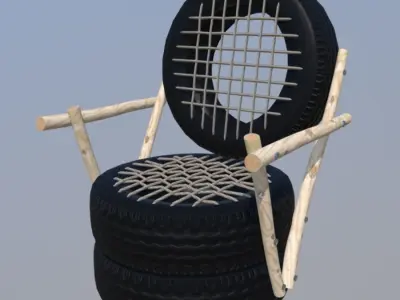 Tire Chair Low-poly 3D model