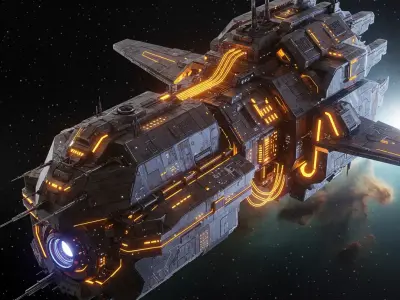 futuristic spaceship 3D model buy