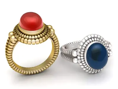 Vintage Red Cabochon Ring 3D print model