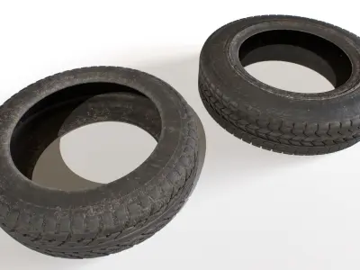 Old Wheel Tires Low-poly 3D model