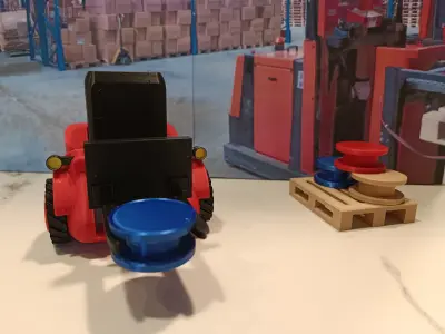 FORKLIFT WITH MOVING FORK - BOARD GAME - CHARIOT ELEVATEUR MOBIL 3D print model