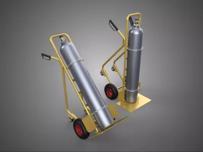 GAS BOTTLE CYLINDER TANK SET HAND TRUCK TROLLEY CART HANDTRUCK 4 3D model