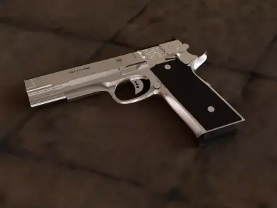 pistol Low-poly 3D model 2