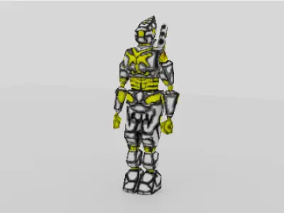 PSX style cyber soldier - Retro Modeling Character Low-poly 3D model
