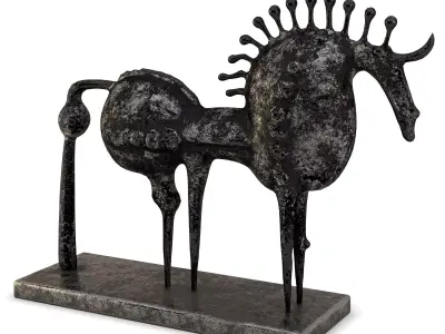 Abstract Metal Reindeer Sculpture Low-poly 3D model