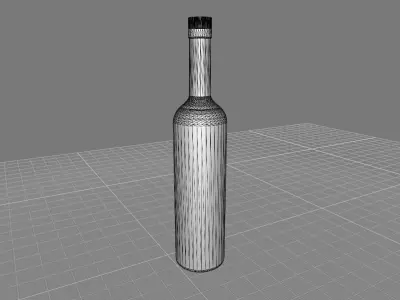 750mL Long Neck Glass Vodka Bottle 3D model
