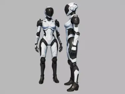 Humanoid Robot  Sleek Bipedal Female Model Low-poly 3D model
