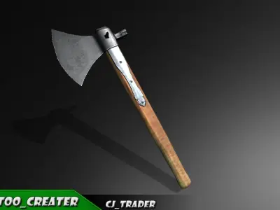 Modern Realistic Medieval PBR Axe Lowpoly 3d model Low-poly 3D model