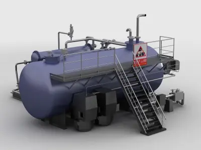 Boiler distillation valve water pump chlorination 3D model
