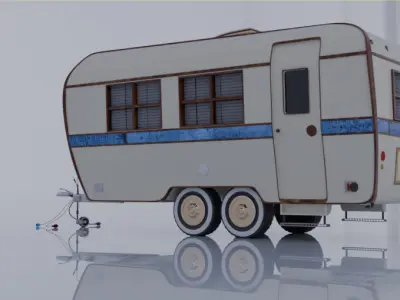 Camping trailer Low-poly 3D model