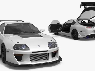 Toyota Supra Mk4 Carbon Aero Kit White Rigged for Maya  purchase 3D model