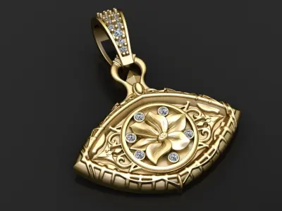 ANTIQUE EYES SHAPE PENDANT 3D PRINTABLE MODEL 3D print model