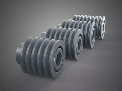 COLLECTION STANDARD ROLLER BELT PULLEY SHEAVE WHEEL GROOVE DRIVE 3D model