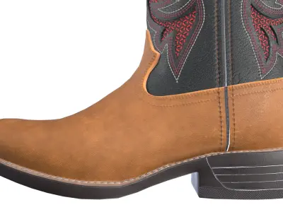 Classic Brown Black Western Cowboy Boots 3D model