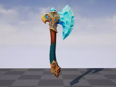 Crystal axe - Game Ready Weapon Low-poly 3D model