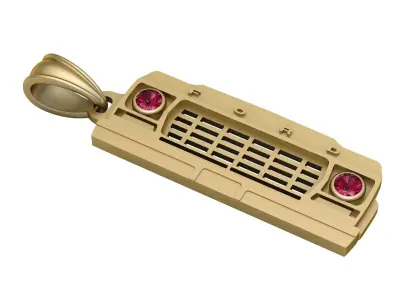 Gold Classic Ford Grille Pendant  Ruby Headlight Accent 3D print model