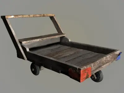 woodcart old wooden cart 3D model