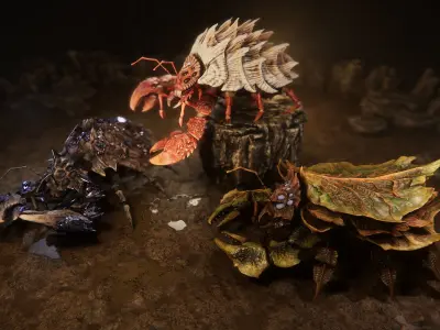 Crabs pack Low-poly 3D model