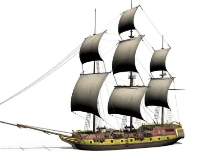 Warship brig Low-poly 3D model by sobul