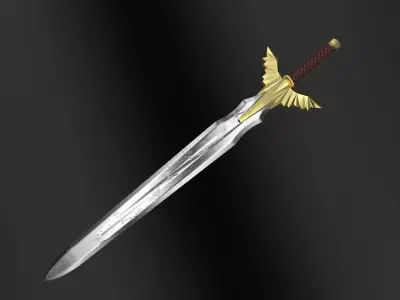 Gilded sword Low-poly 3D model