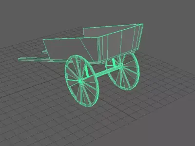medieval cart Low-poly 3D model 2
