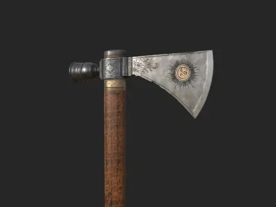 Engraved Pipe Tomahawk PBR Game Ready Weapon 4K Textures  Low-poly 3D model