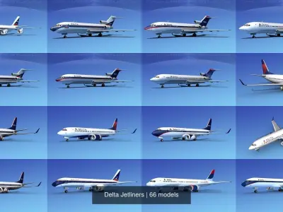 66 Delta Jetliners 3D Model Collection