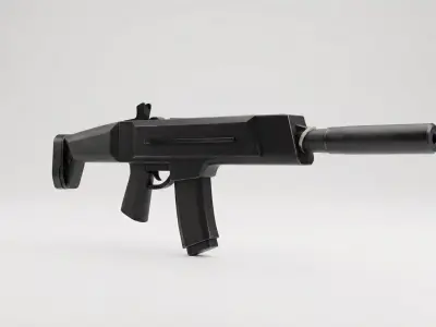 Modern Modular Assault Rifle  Game Ready PBR Low-poly 3D model