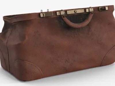 Shabby Leather Bag Brown with Inside 3D model